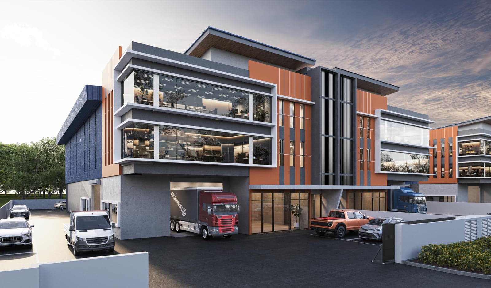 3-storey semi-detached factory with roller-shutter loading bay (artist's impression)